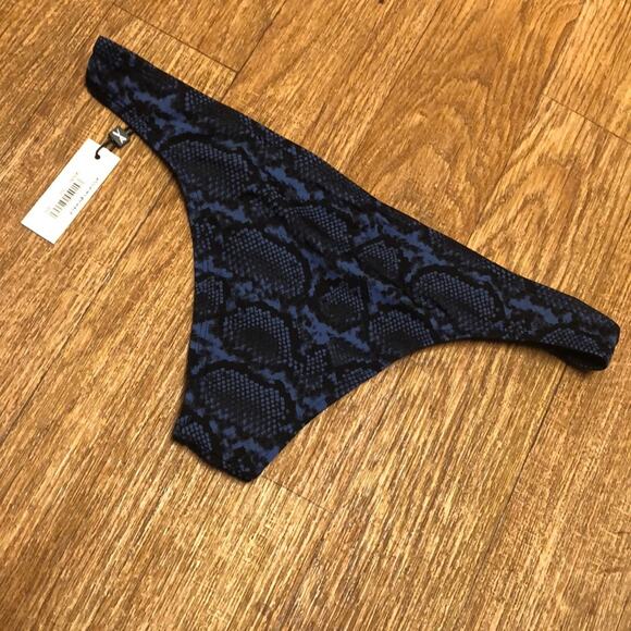 Vitamin A California Neutra Hipster Bikini Bottom in Blue Snakeskin Size 12 - Picture 4 of 8